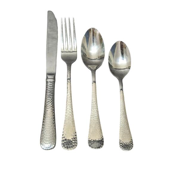 Reed & Barton 18/10 Stainless Hammered Antique Place Setting Flatware Silverware - Picture 1 of 9